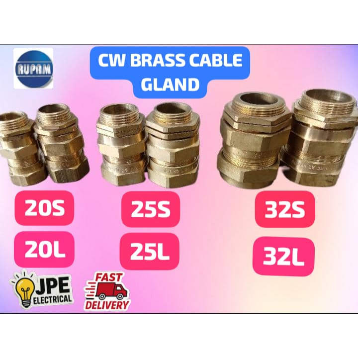 RUPAM CABLE GLAND BRASS COPPER CW 20S, 20L, 25S, 25L, 32S & 32L ...