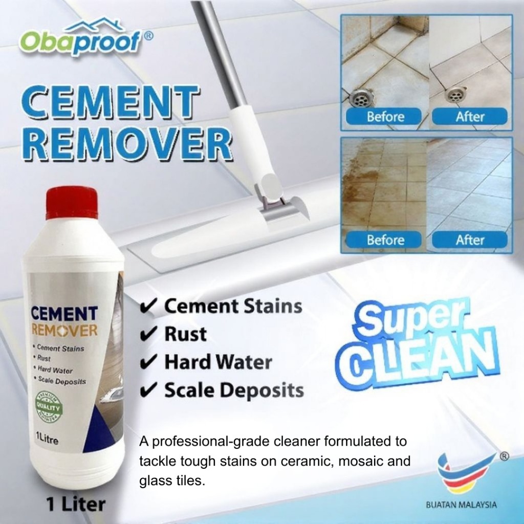 OBAPROOF FLOOR TILES CEMENT REMOVER (1L) TILES STAIN REMOVER, RUST ...