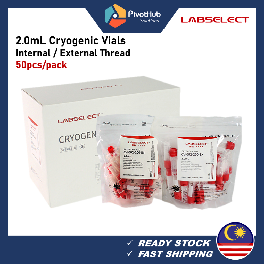 LABSELECT 2mL Cryogenic Vials 2.0ml Cryo Tubes Internal Thread ...