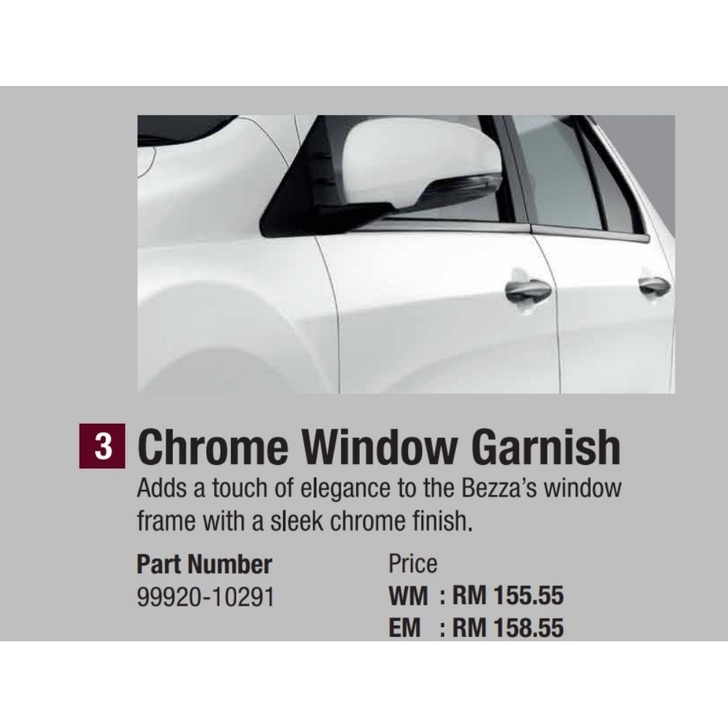 (Perodua Bezza & Myvi ) Original Gear Up Chrome WIndow Garnish | Shopee ...