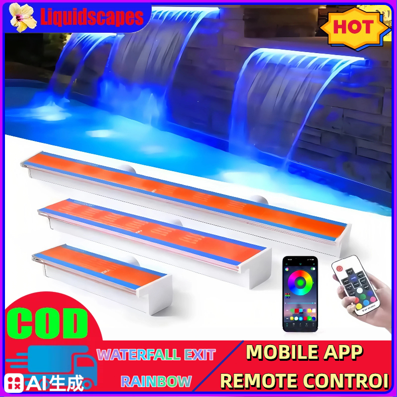 Acrylic LED Waterfall Light Outdoor - Waterproof Pool Courtyard Water ...