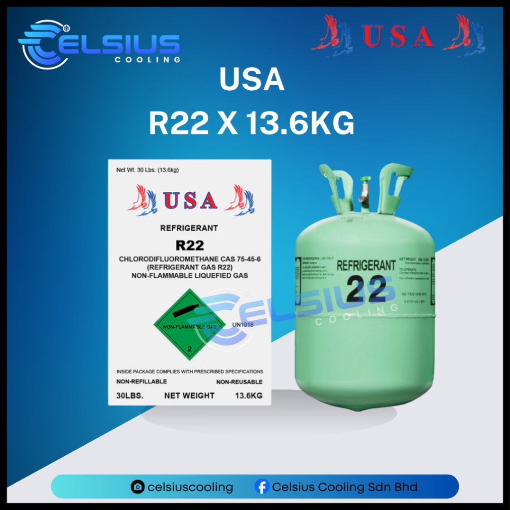 USA Refrigerant Gas R22 (13.6KG) (30LBS.) Aircond Refrigerant Gas ...
