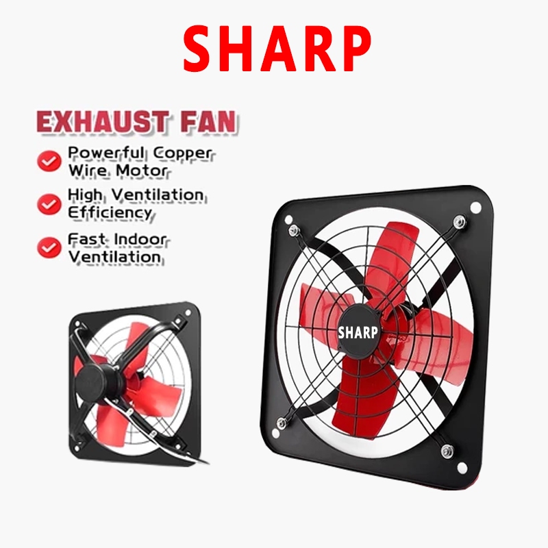 Sharp 10-inch wall-mounted light industrial exhaust fan, kitchen ...