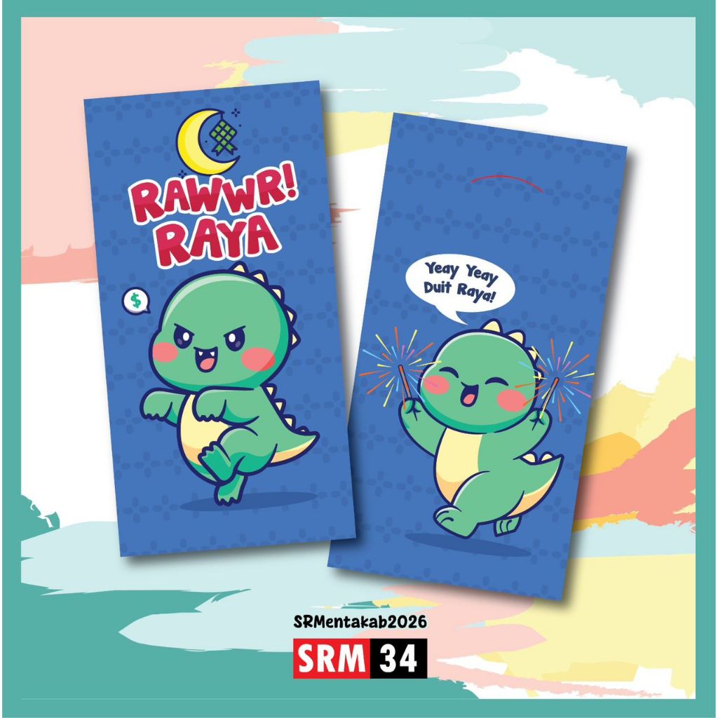 Sampul Raya 2026 | Sampul Raya Dinosaur Rawrr | 1 Paket 10pcs | Angpau ...