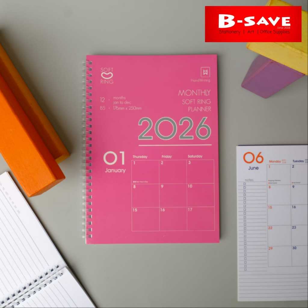 2026 Handwriting Monthly Planner + Line Notebook Diary - SOFT RING ...