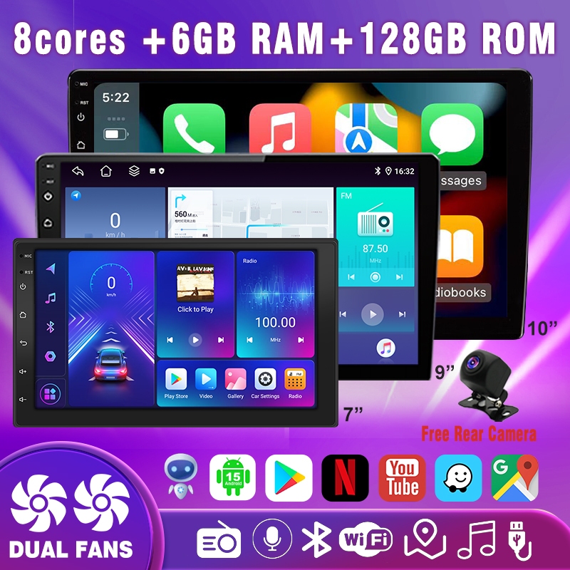 Double Fan Pemain Android kereta Android Player 8Core 6+128GB CarPlay ...