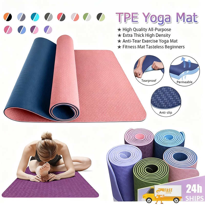 Yoga Mat 10/15/20mm TPE Lembut Ketumpatan Tinggi Tidak Licin Kecergasan ...