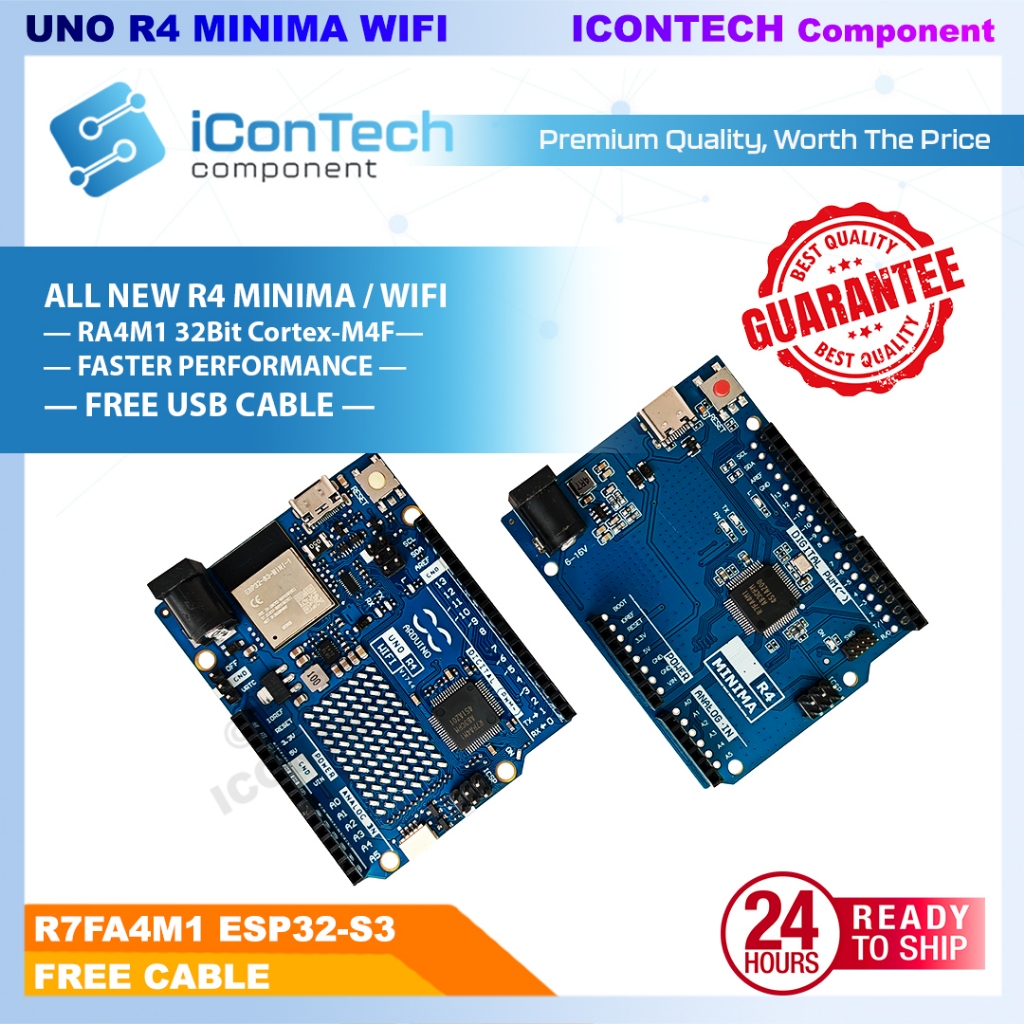 Arduino UNO R4 Wifi Minima Board UNO R4 Basic Type-C RA4M1 48MHz ...