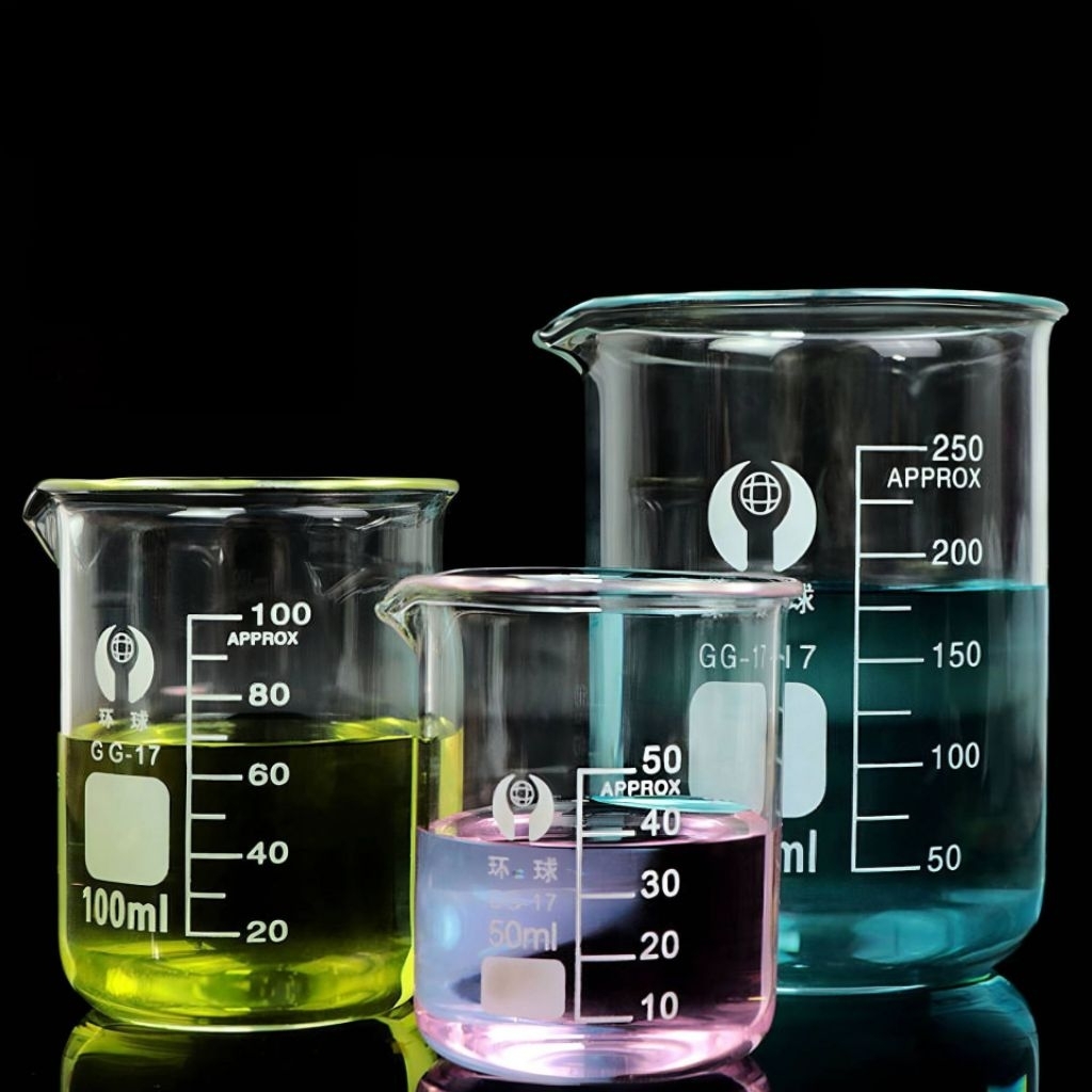 Glass Beaker(Borosilicate)/Bikar Kaca/25ml/50ml/100ml/150ml/250ml/500ml ...