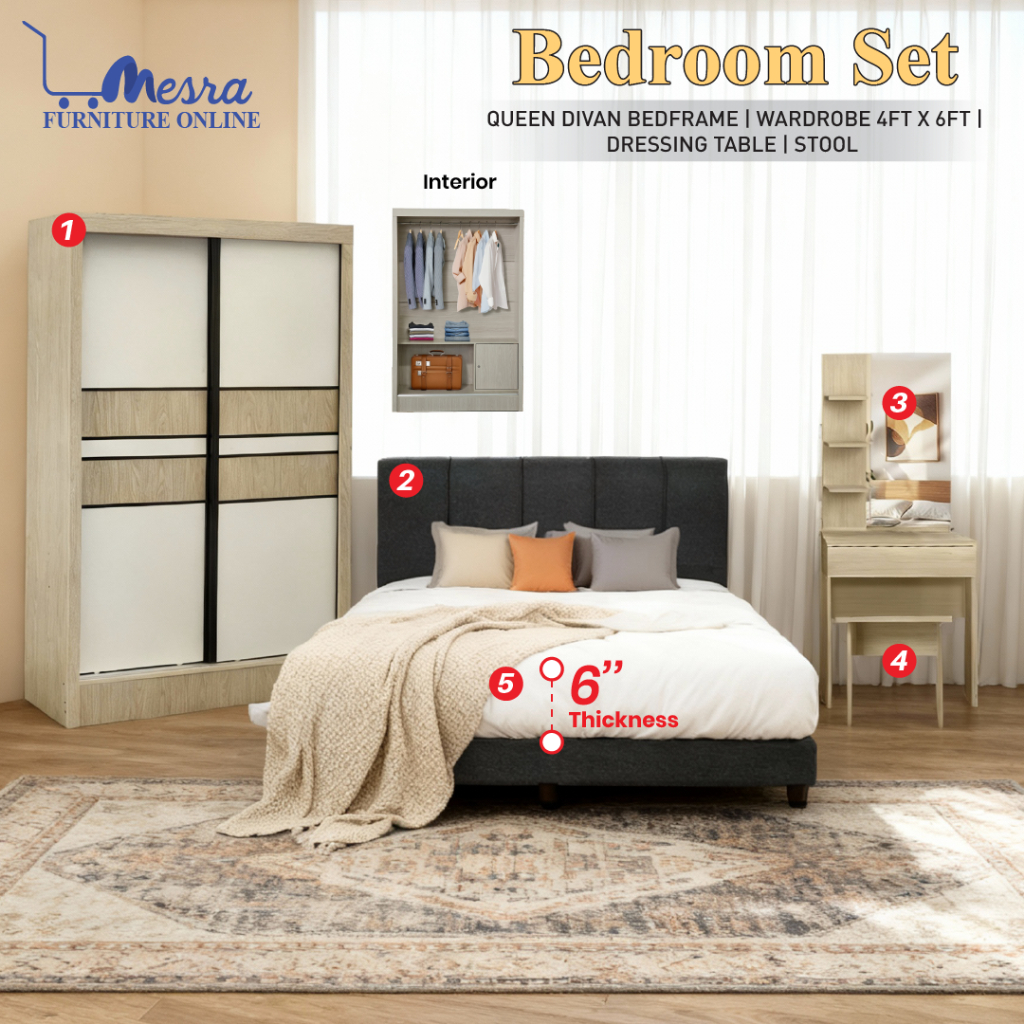 (Siap Pasang)Mesra- 4x6 Bedroom Set Sliding door , Set Bilik Tidur ...