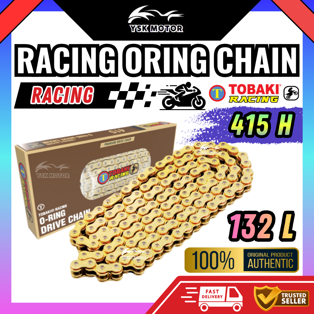 【415 132L】TOBAKI RACING GOLD ORING CHAIN 415 132L Heavy Duty Chain ...