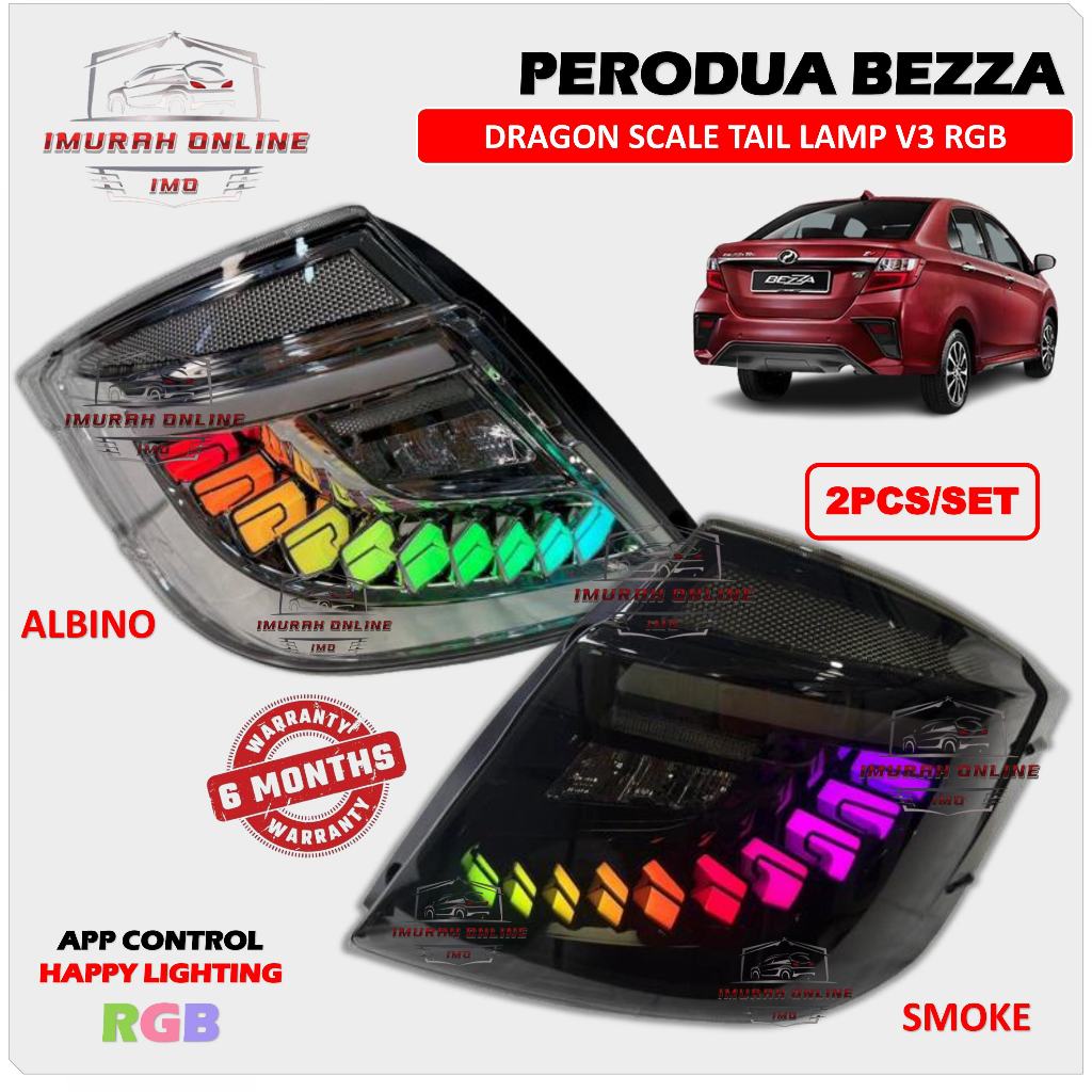 Perodua Bezza 2016-2025 Tail Lamp Dragon Scale V3 RGB Dynamic with ...