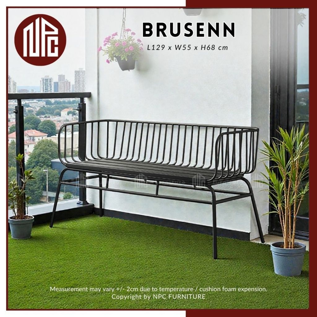 NPC BRUSENN 3 Seater Minimalist Metal Bench, Balcony Chair / Kerusi ...