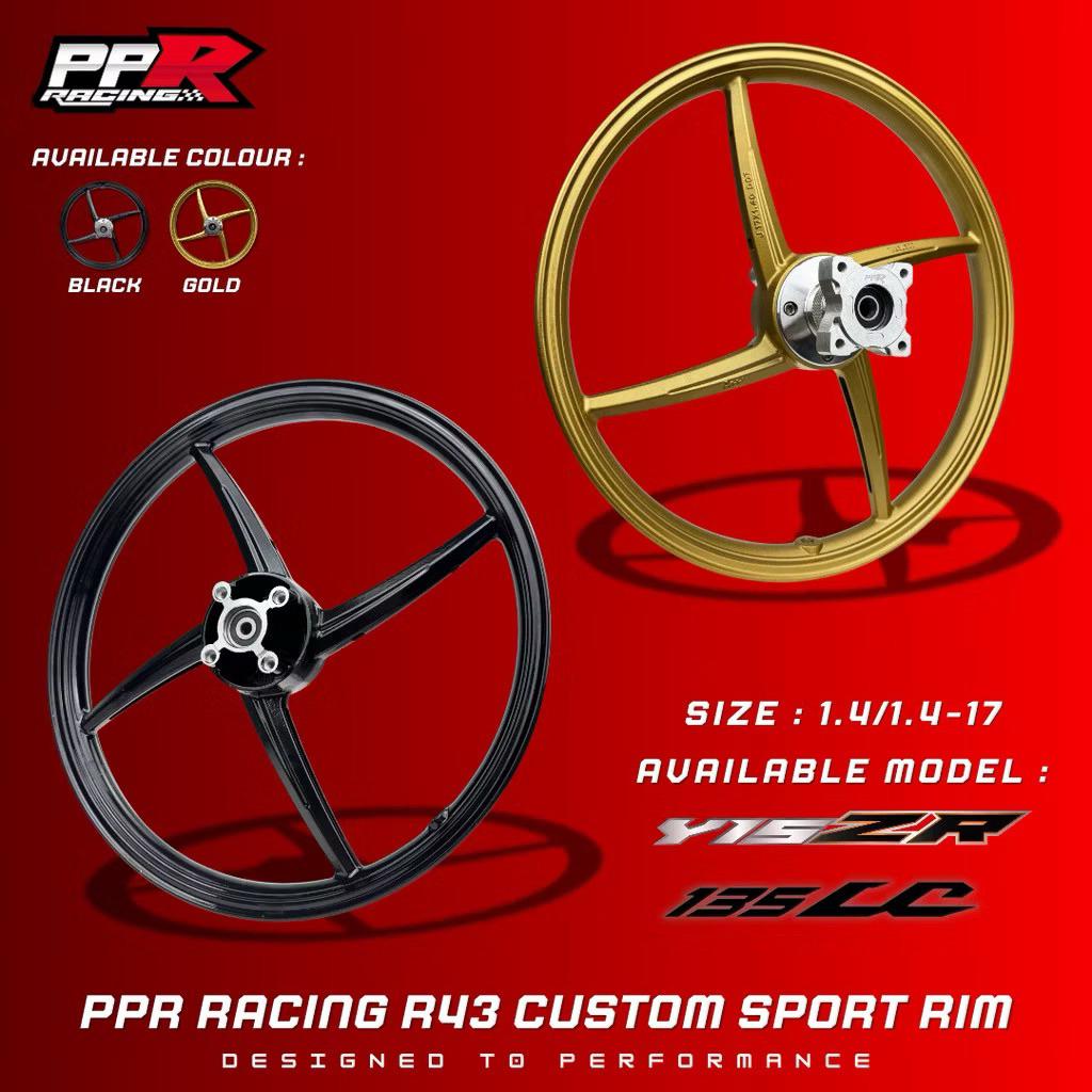 PPR RACING R43 CUSTOM SPORT RIM 1.4/1.4-17 GOLD BLACK Y15 Y16 LC135 ...