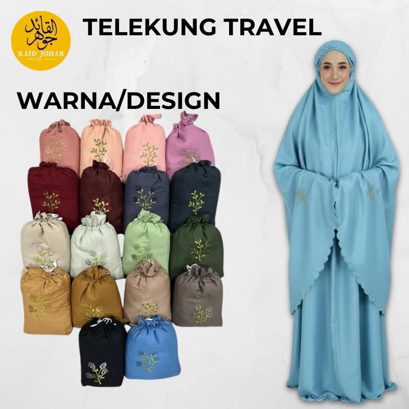Telekung Travel Mini | Telekong Dengan Pouch Beg | Design & Warna ...