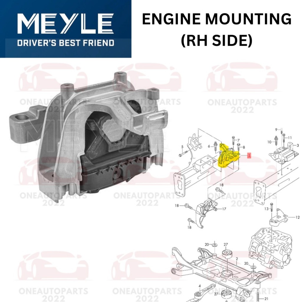 MEYLE GERMANY ENGINE MOUNTING RH SIDE VW PASSAT B8 2.0 ARTEON 2.0 GOLF ...