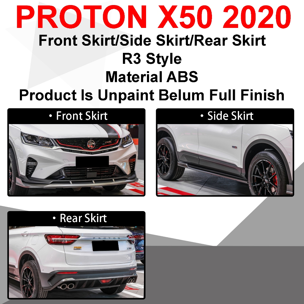 PROTON X50 2020 R3 STYLE FULLSET BODYKIT (FRONT SKIRT, SIDE SKIRT, REAR ...