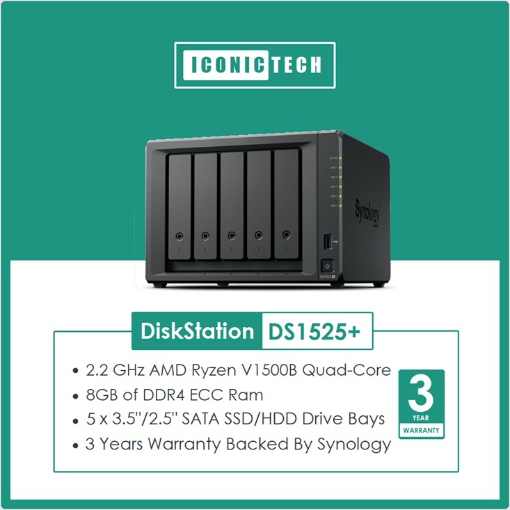Synology DiskStation DS1525+ 5-Bay NAS Enclosure Bundles Synology Plus ...