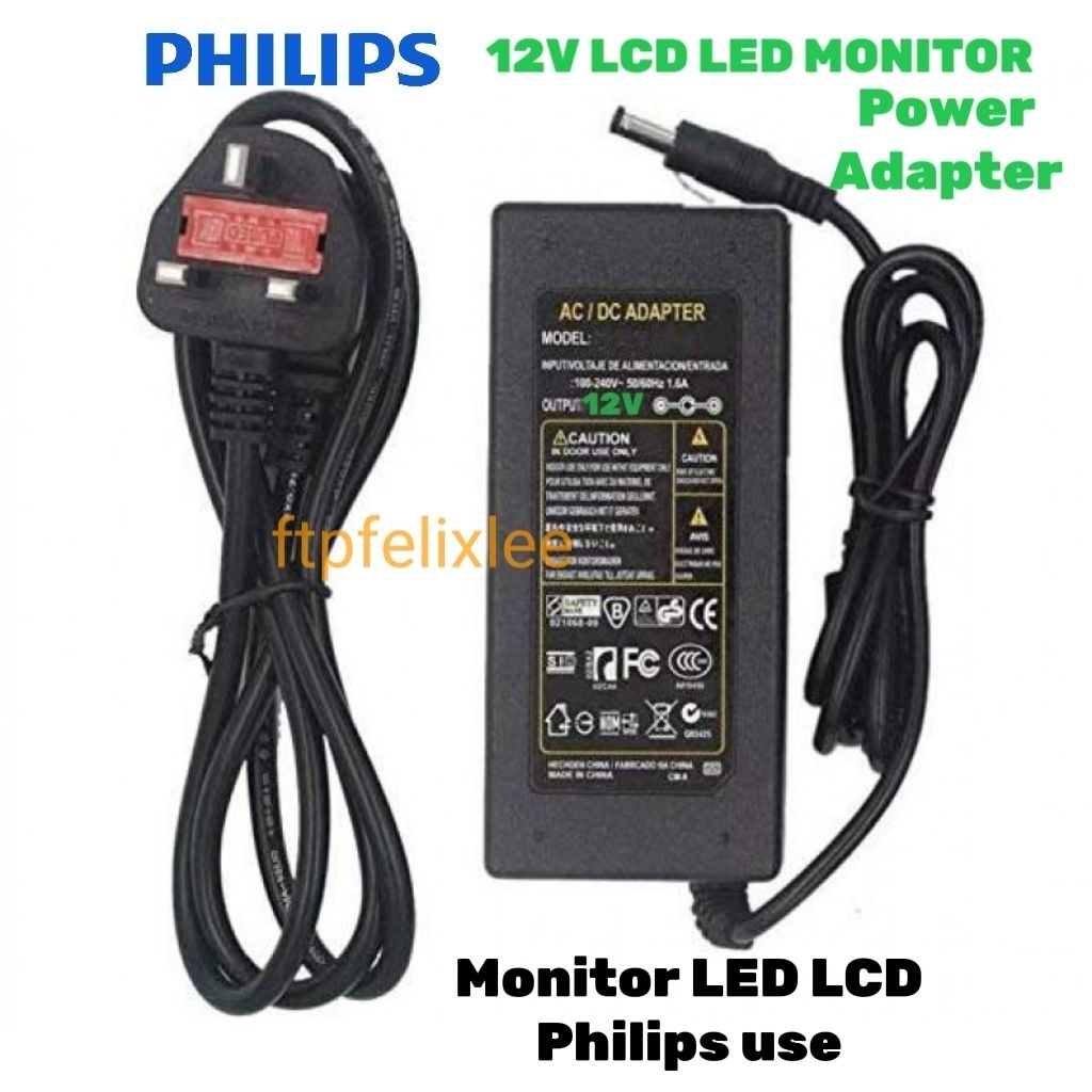 Replacement AC Adaptor for 12V PHILIPS LED LCD MONITOR Display For ...