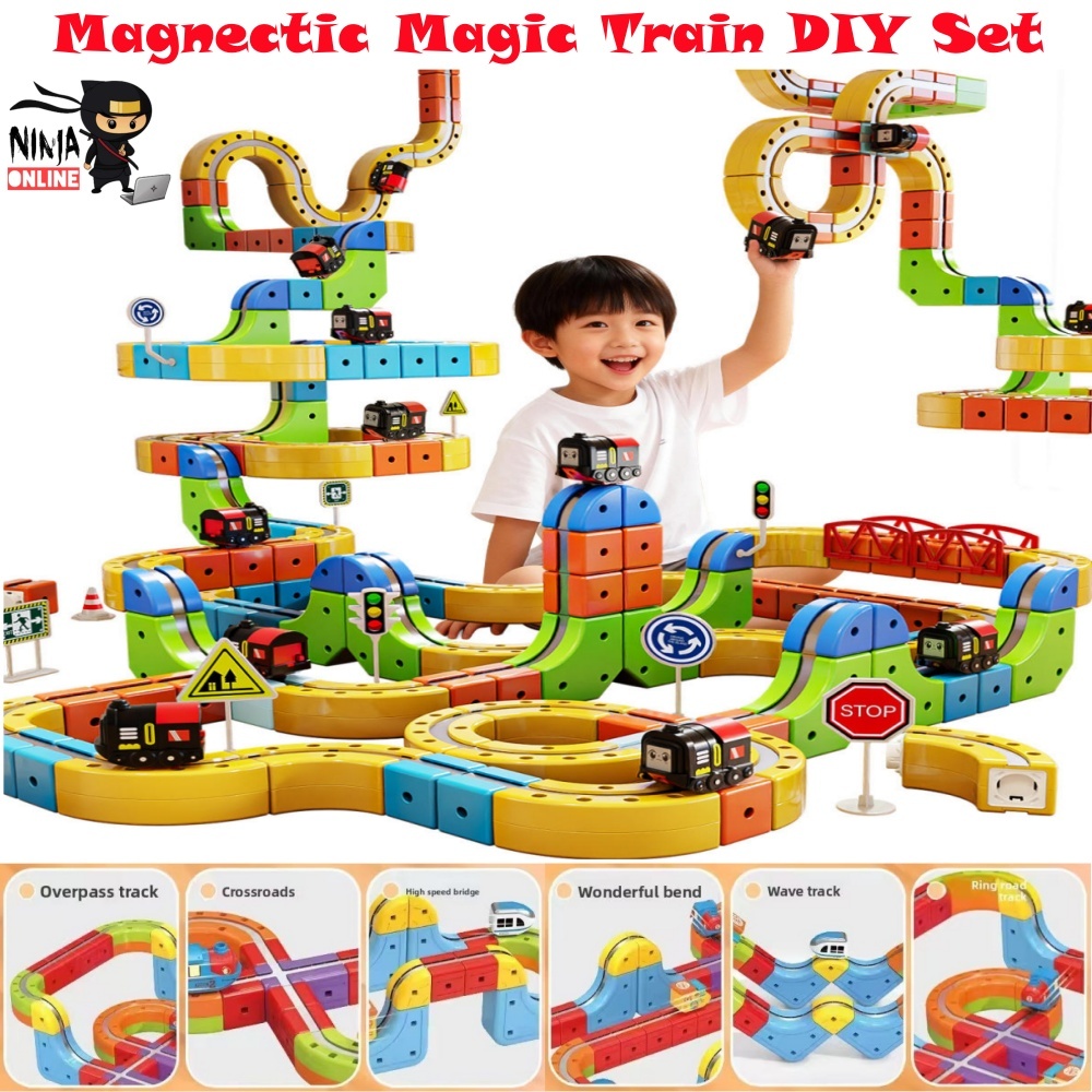 Ready Stock Magnectic electric train track toy magnetic building Mainan ...