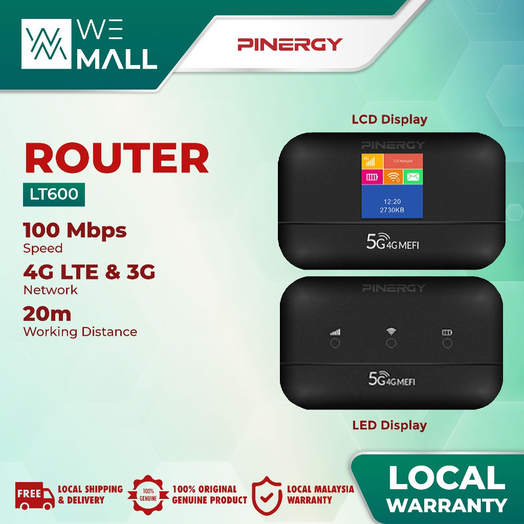 Pinergy LT600 - LCD/LED Wireless Mobile Wifi LTE CAT4 Smart Router ...