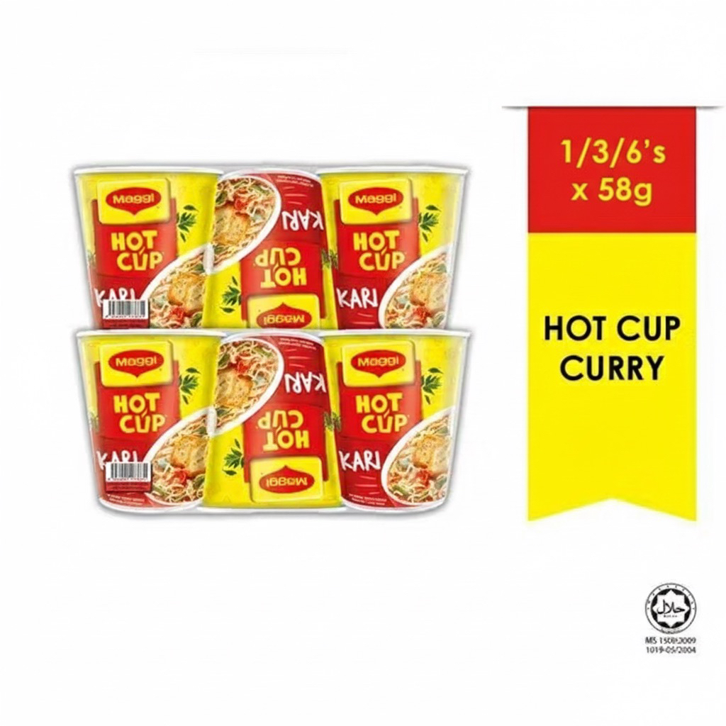 [1/3/6 Cups] MAGGI Hot Cup Kari 58g (Ready Stock) | Shopee Malaysia
