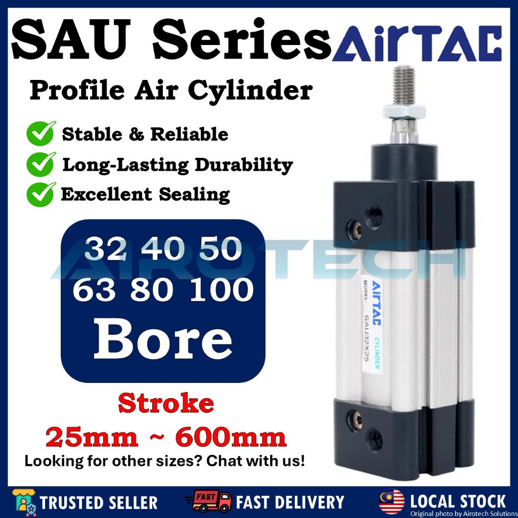 AirTAC SAU Series SAU32 SAU40 SAU50 SAU63 SAU80 SAU 100 Cylinder Stroke ...