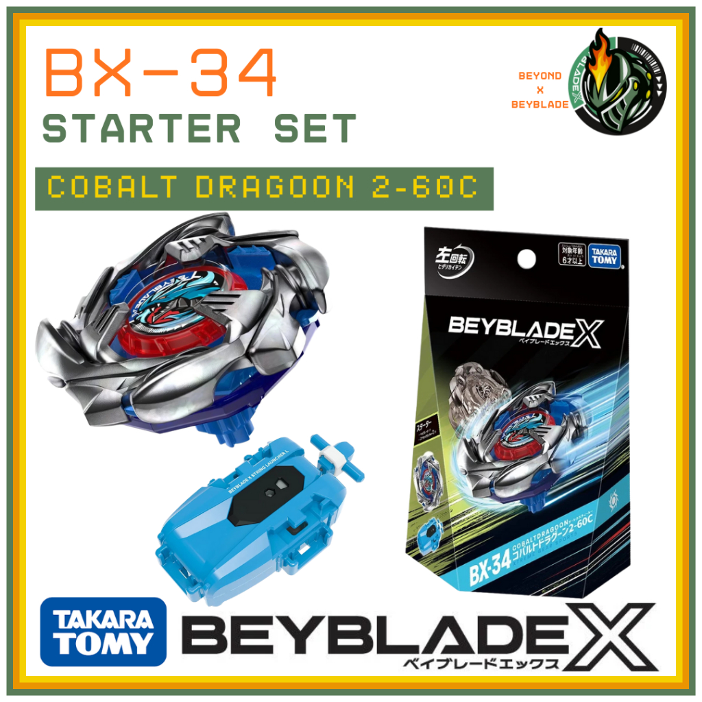 Takara Tomy Beyblade X BX34 / BX-34 Cobalt Dragoon 2-60C Starter Set ...