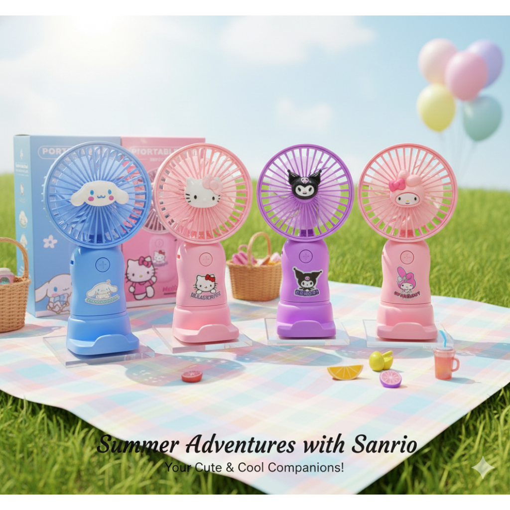 Cartoon Comell Rechargeable Mini Fan with Cute Romi, Lody, and Moroll ...
