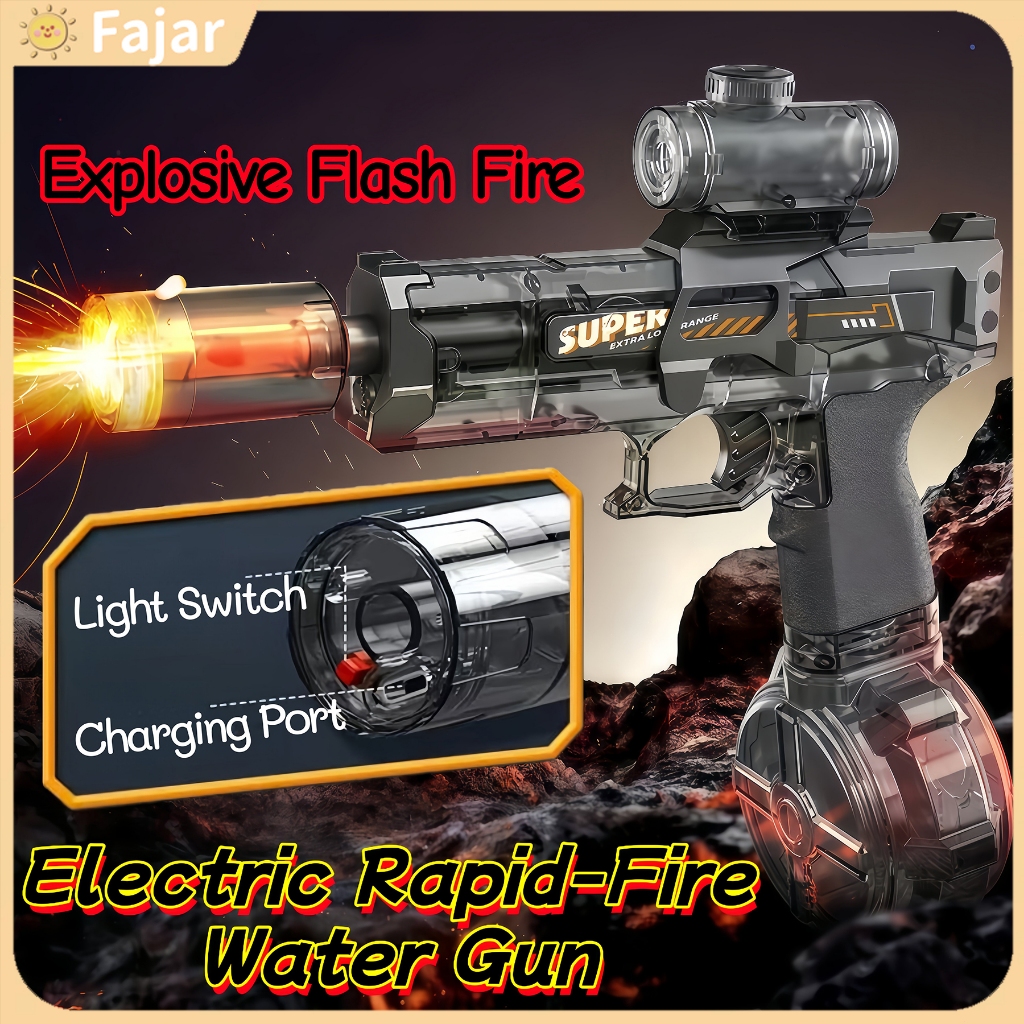 Electric Continuous Water Gun Toy Continuous Firing Light Effects ...