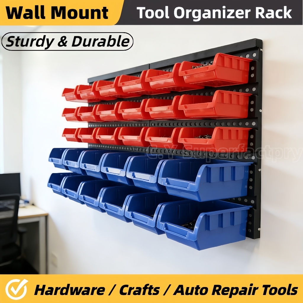 Hardware Parts Storage Bin Rack Wall Mount Tool Accessories Storage ...