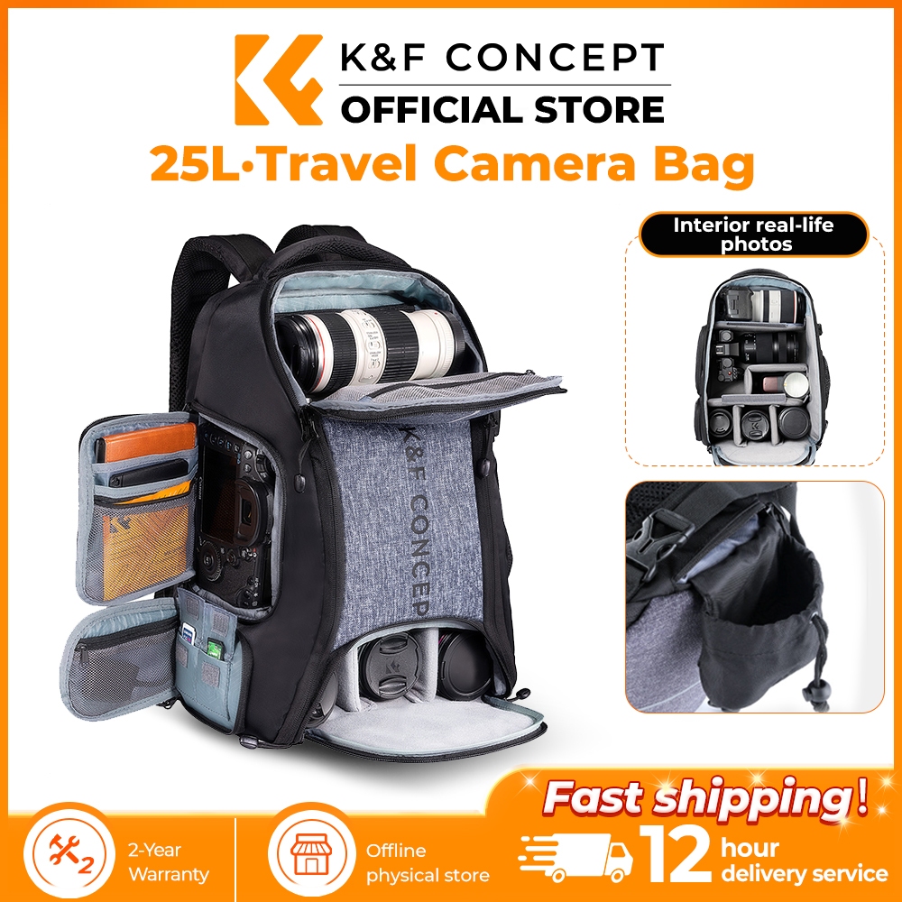 K&F CONCEPT 25L Camera Backpack Beg Kamera Multifungsi Waterproof DSLR ...