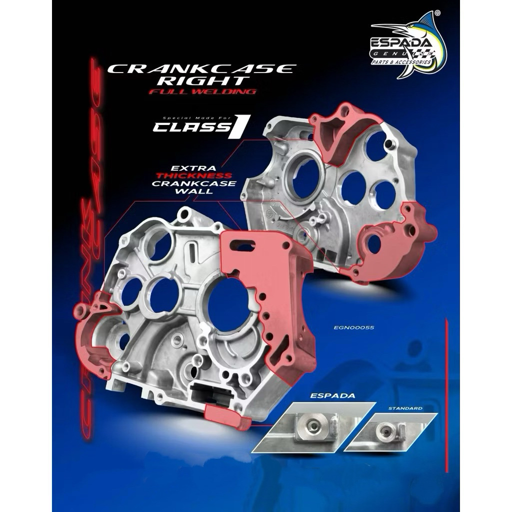 CRANKCASE ESPADA RACING EX5 CLASS 1 RACING R/H FULL WELDING ESPADA ...