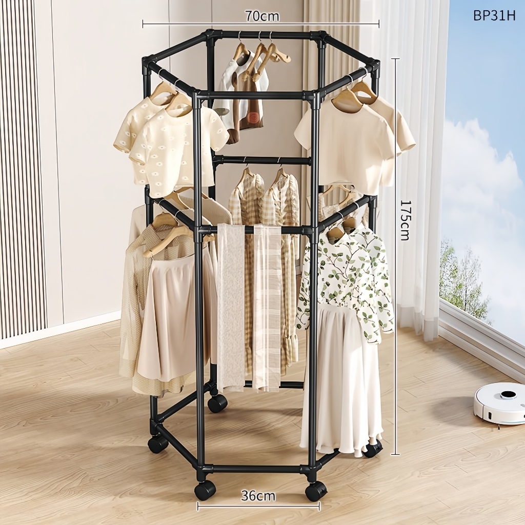 Heavy-Duty Stainless Steel Clothes Drying Rack Hexagonal Hanger Double ...
