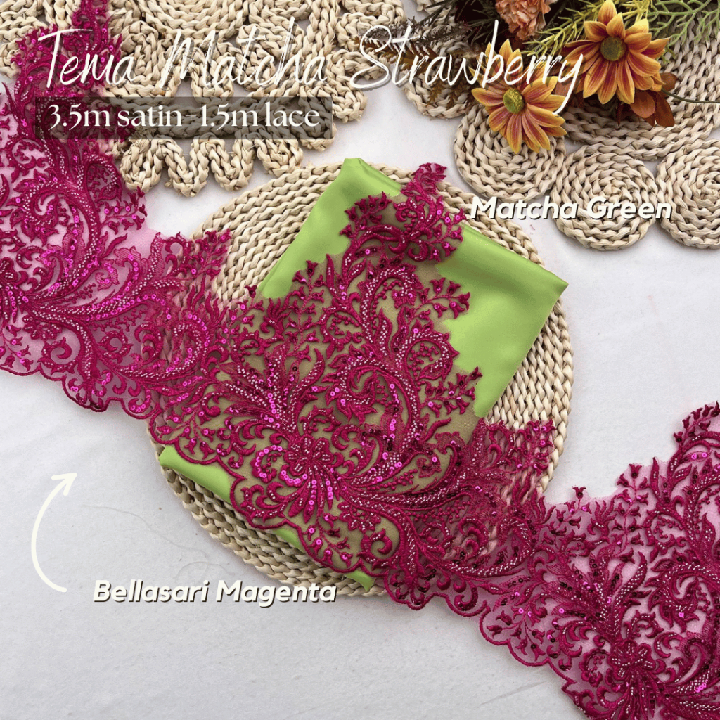 (SATIN LACE) TEMA MATCHA STRAWBERRY WARNA HOT RAYA 2026 COMBO COLOUR ...