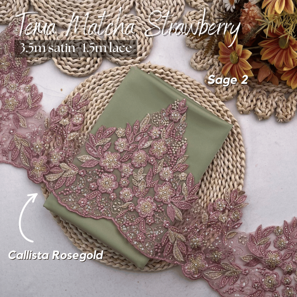 (SATIN LACE) TEMA MATCHA STRAWBERRY WARNA HOT RAYA 2026 COMBO COLOUR ...