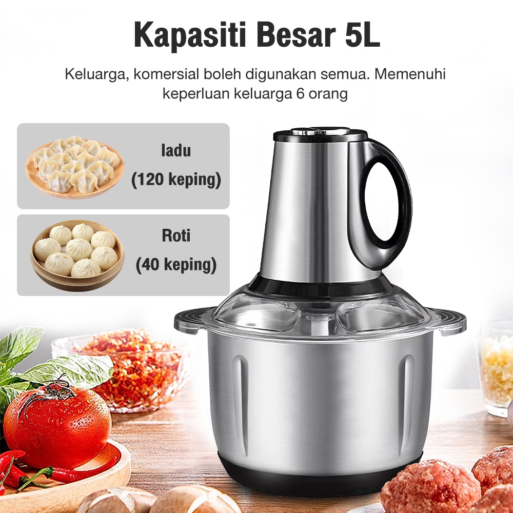 Simmo Chopper Blender Electric Meat Grinder 5L Pengisar Daging Food ...