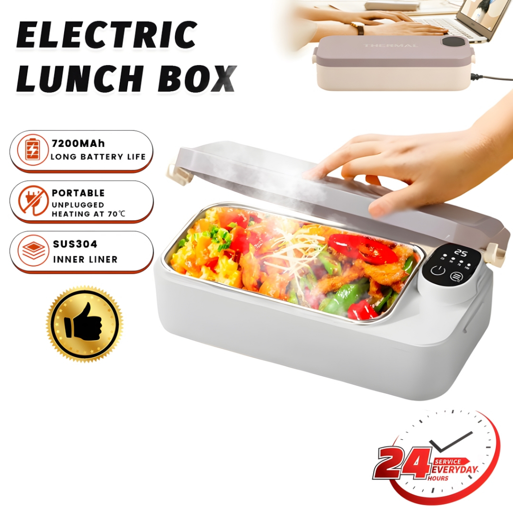Portable Electric Lunch Box 304 Stainless Steel Food Heated Warmer ...