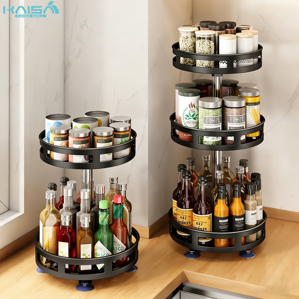 Kitchen Seasoning Rack 360° Rotatable Rack Spice Rak Rempah Dapur ...