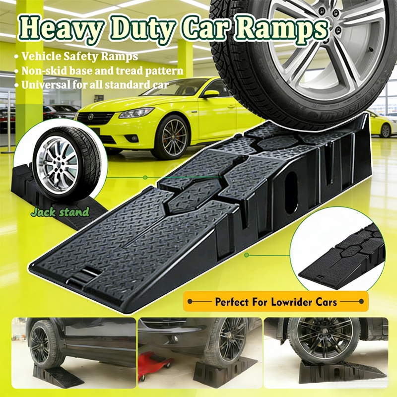 Portable Car Maintenance Ramp Jack Heavy Duty Plastic Vehicle Ramp Pair ...