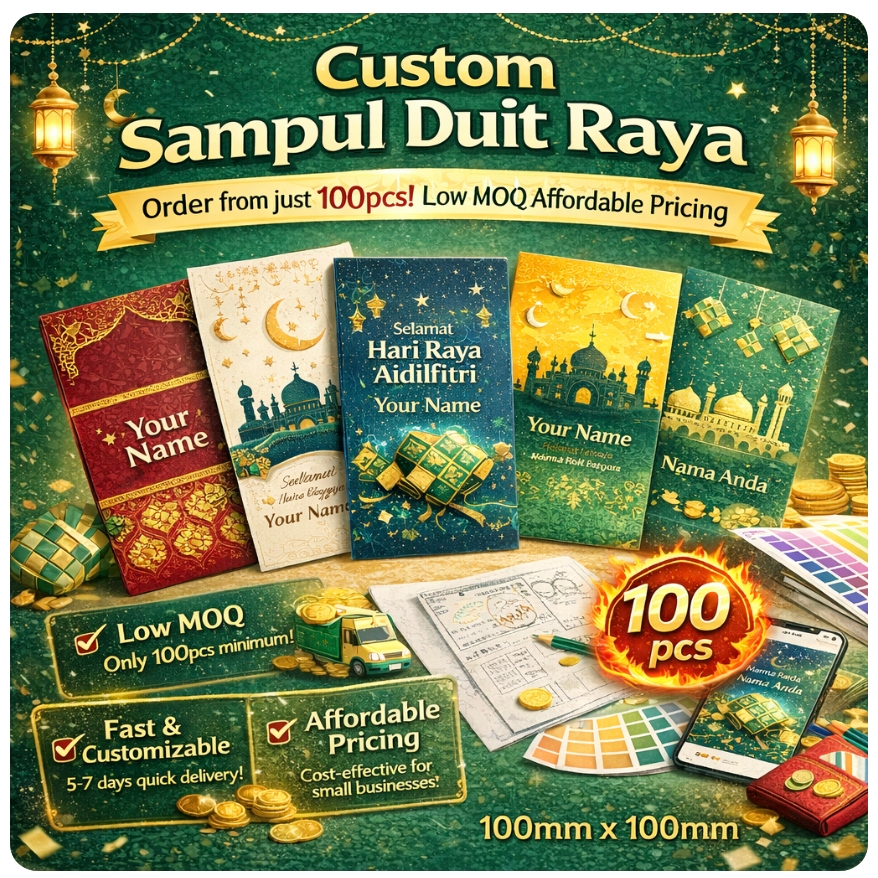 100pcs Sampul Duit Raya Custom Nama 5PCS/PACK | Sampul Raya | Sampul ...