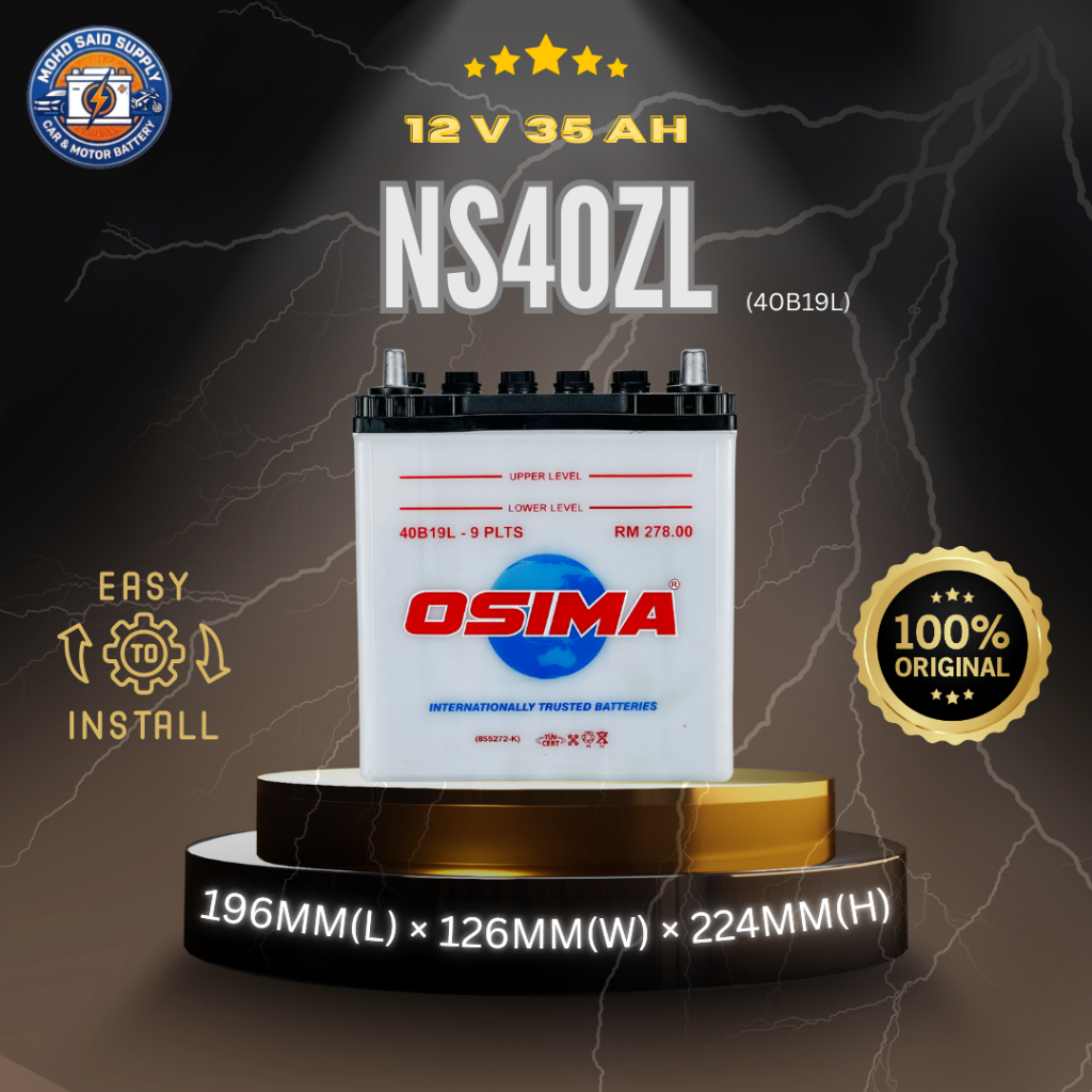 OSIMA NS40 / NS40ZL Wet Car Battery | Bateri Kereta | Perodua Myvi Axia ...