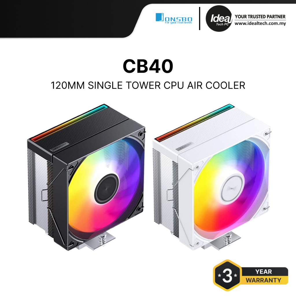 JONSBO CB40 | BLACK / WHITE | 120MM SINGLE TOWER CPU AIR COOLER ...