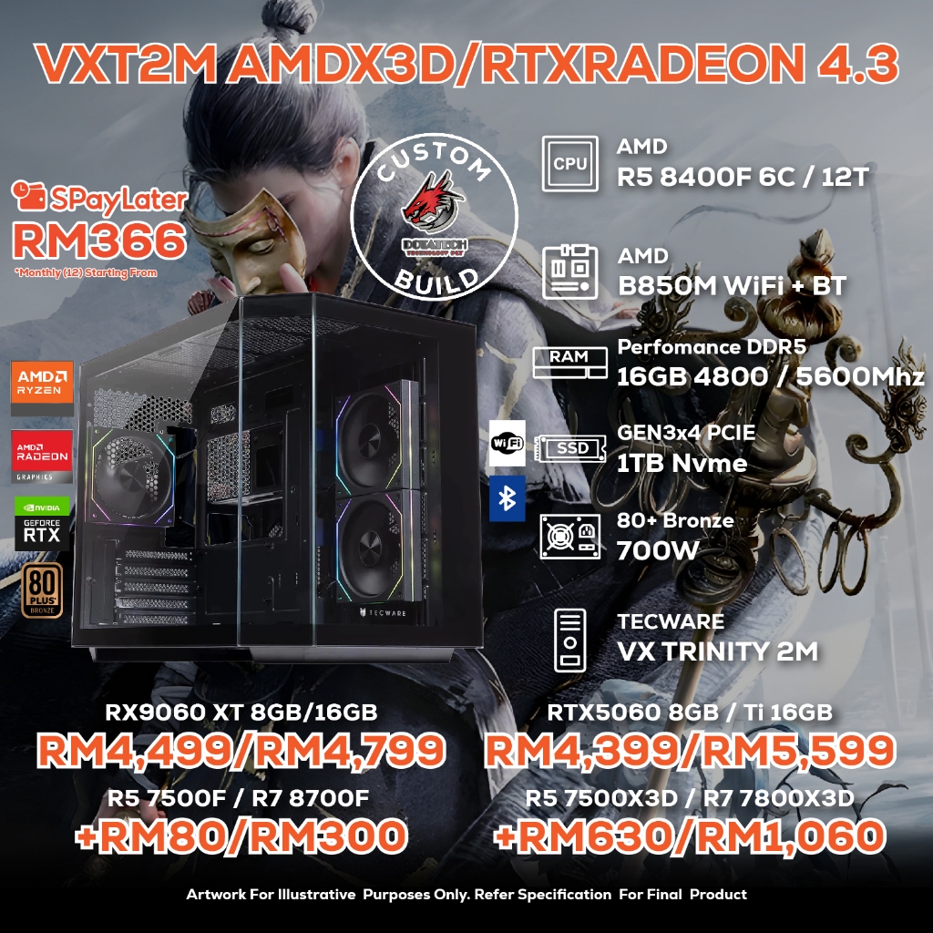 DOTATECH VXT2M AMDX3D/RTXRADEON 4.3 - CUSTOM PC GAMING PACKAGE / CPU ...