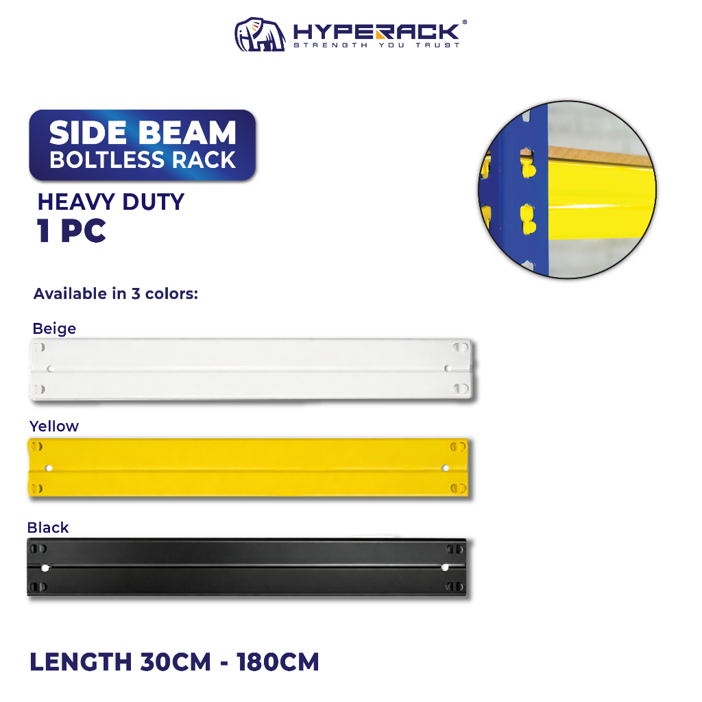 HYPERACK ™️ Extra Side Beam for Boltless Rack (Yellow/Beige White ...