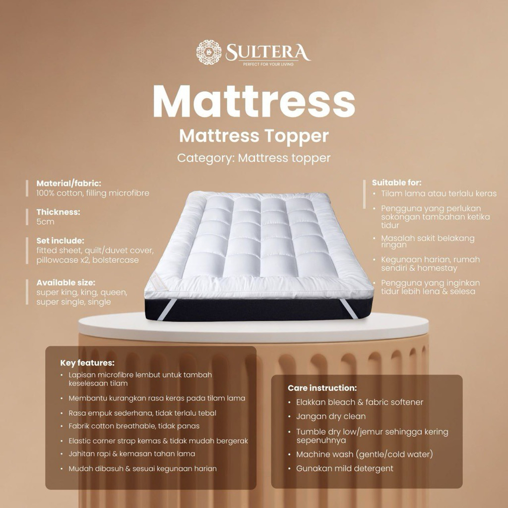 MATTRESS TOPPER SEJUK TEBAL EMPUK SULTERA | THE SULTAN (old name ...