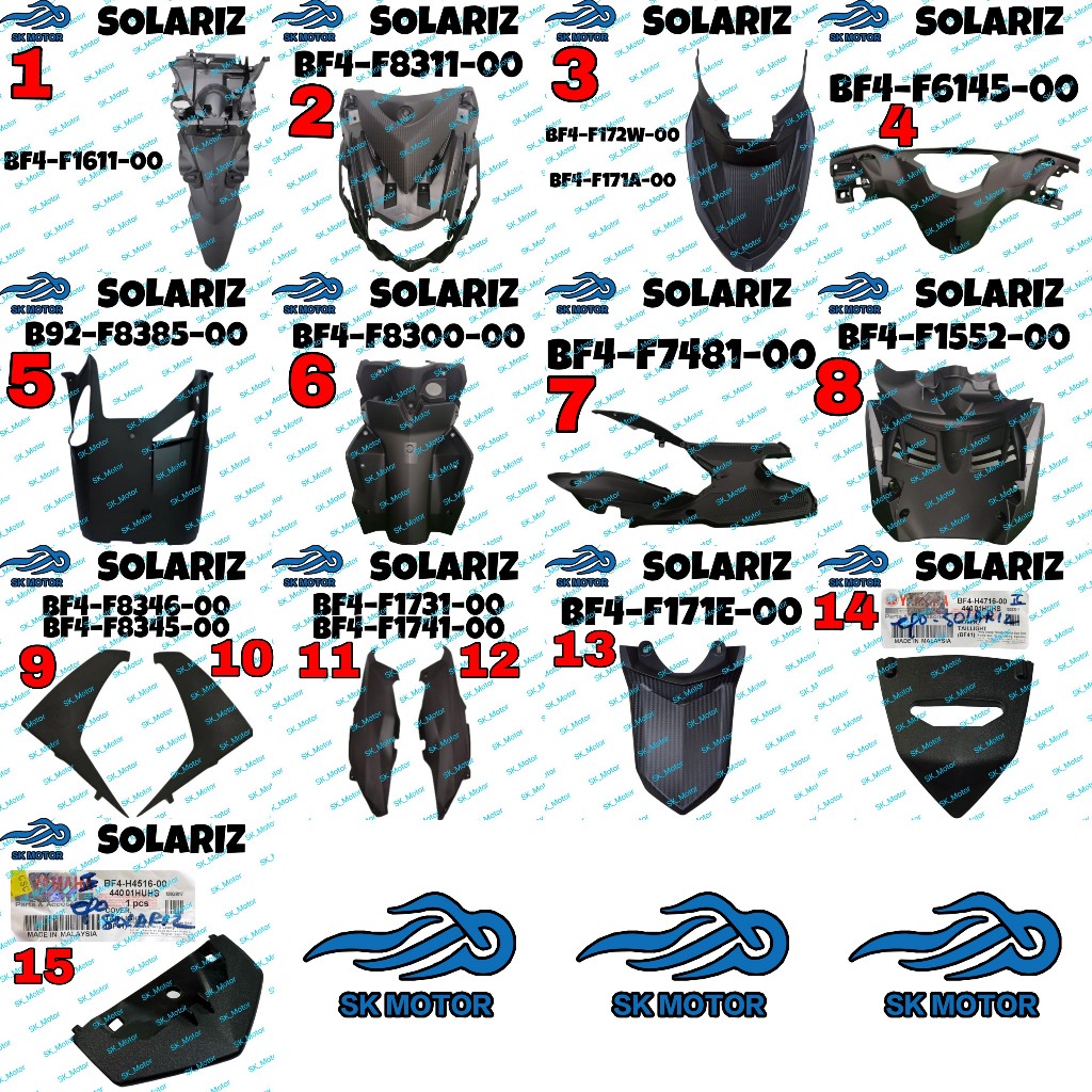 Yamaha EGO SOLARIZ Original Inner Cover Full Set Kaver Hitam Meter Tank ...