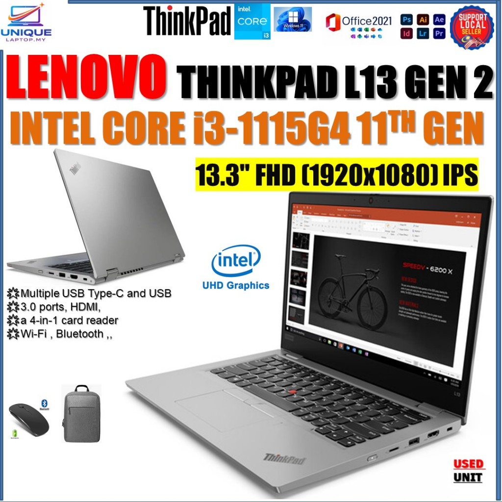 LENOVO THINKPAD X390 CORE i5-8365U (8Th Gen) 16GB RAM DDR4 512GB