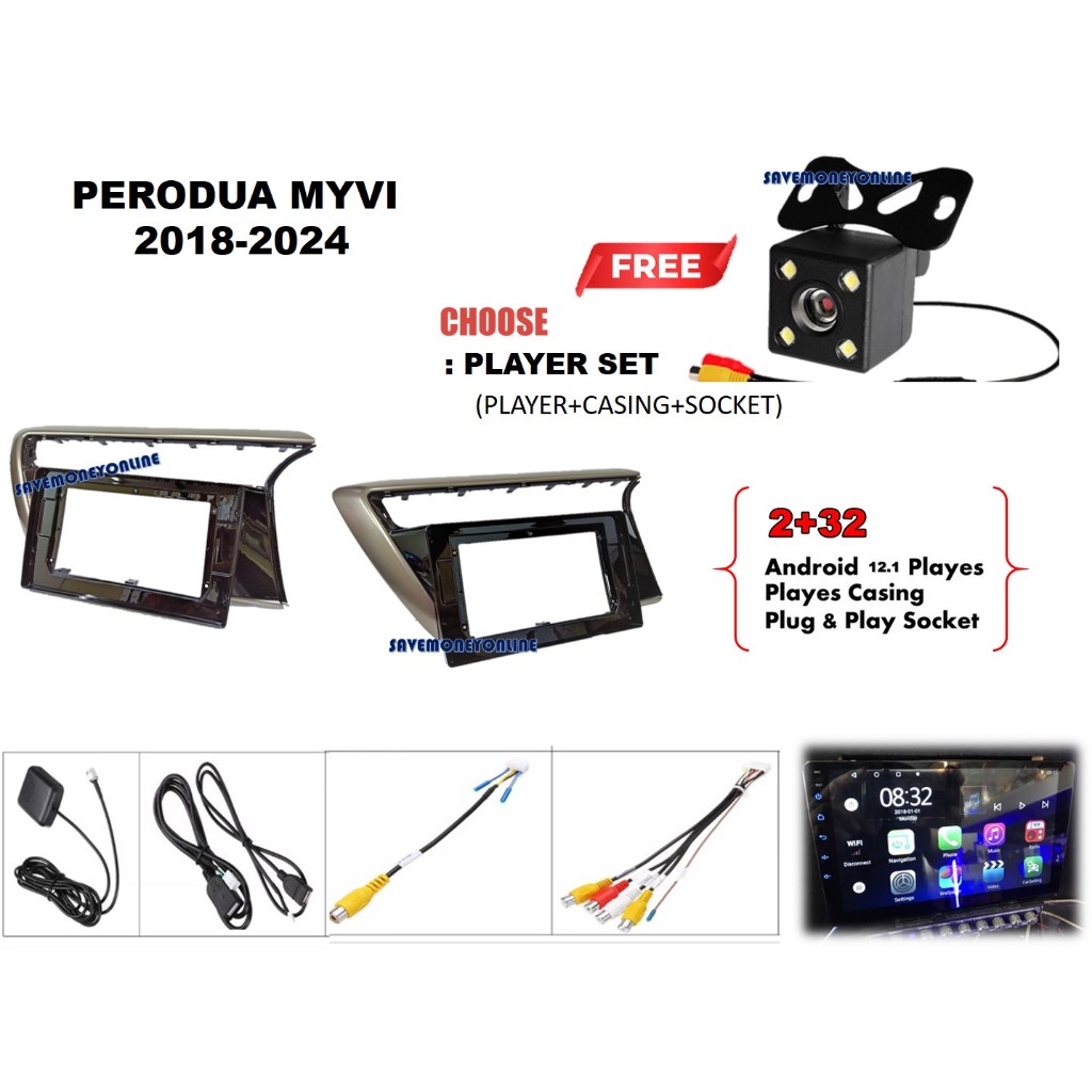 PERODUA MYVI 2018 - 2024 ANDROID PLAYER 10 INCH PLUG N PLAY WITH OEM ...