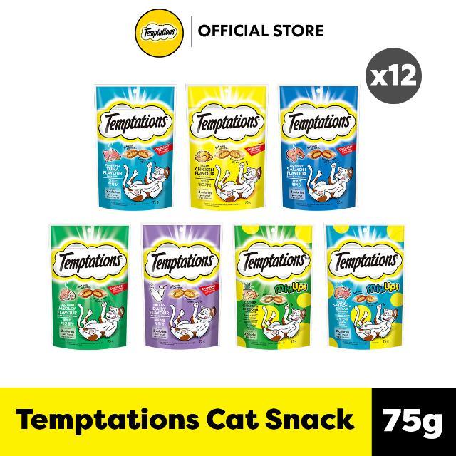 TEMPTATIONS Cat Treats Pockets & Mix Ups - All Flavors 75g (12 Packs ...